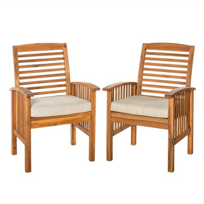 Sapphtopaz Outdoor Dining Chairs Set of 2 Modern Wood Patio Chairs with Arms for Patio, Poolside, Garden, Backyard