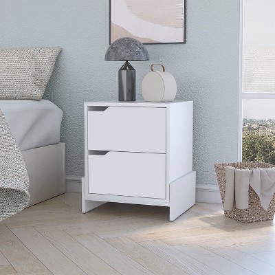 NicBex 14.57 inch Nightstand with 2 Drawers,Wooden Side Table with Sturdy Base,Modern Bedside Table for Bedroom,Living Room