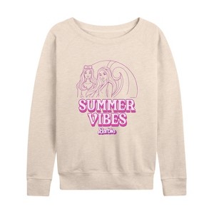 Women's - Barbie - Summer Vibes Lightweight French Terry Wide Neck Long Sleeve Shirt - 1 of 4