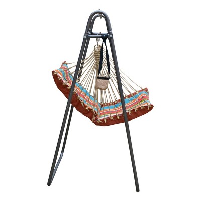 Colorful Striped Polyester Hanging Chair with Cushions and Stand
