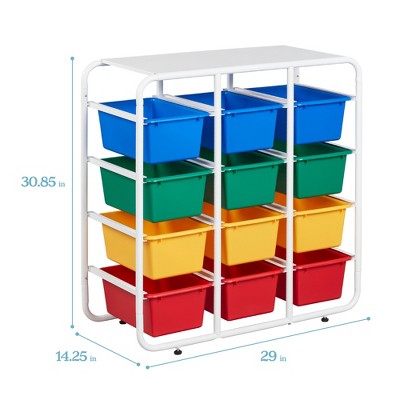 Primary Color Modular Kids Storage Rack with 12 Bins