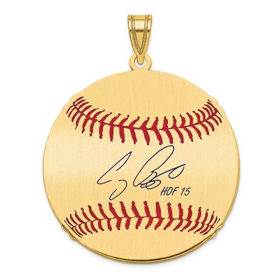 Black Bow Jewelry 14K Gold Plated Craig Biggio Signature LG Enamel Baseball Pendant