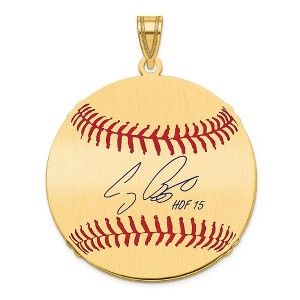 Black Bow Jewelry 14K Gold Plated Craig Biggio Signature LG Enamel Baseball Pendant - 1 of 4