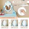 Children's dressing table set with mirror, light and stool, 5 storage drawers, for little girls aged 3+, macaroon blue - 2 of 4