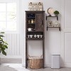 OKD Bathroom Floor Cabinets with Sliding Barn Door & Adjustable Shelves, Farmhouse Over the Toilet Storage Cabinets - 2 of 4