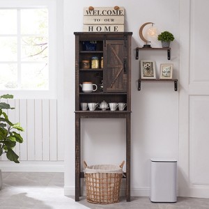 OKD Bathroom Floor Cabinets with Sliding Barn Door & Adjustable Shelves, Farmhouse Over the Toilet Storage Cabinets - 1 of 4