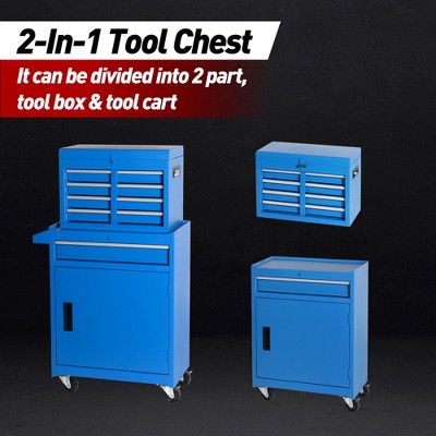VYNXARIA Tool Chest,5-Drawer Rolling Tool Storage Cabinet with Detachable Top Tool Box,Universal Lockable Wheels, Adjustable Shelf, Locking Mechanism