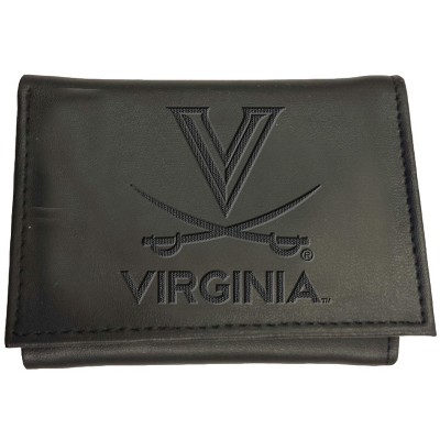 Evergreen NCAA Virginia Cavaliers Black Leather Trifold Wallet Officially Licensed with Gift Box
