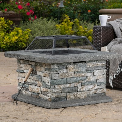 VYNXARIA 28" Square MGO Fire Pit - Perfectly Sized for Intimate Gatherings and Stylish Outdoor Comfort