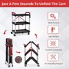 3 Tier Folding Rolling Utility Cart On Wheels, 165 Lbs Capacity Heavy Duty Collapsible Service Cart, No Assembly for Garage Office - 3 of 4