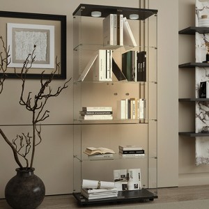 APRILSOUL74.80"Temperedglassdisplaycabinet,liquorcabinet,storagecabinet,filecal - 1 of 4