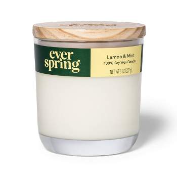 Lemon & Mint 100% Soy Wax Candle - 8oz - Everspring™