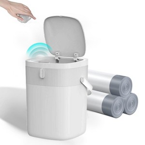 SEVOBAL Indoor Trash Cans Bathroom Small Trash Can 3 Gallon Slim Garbage Bin Wastebasket for Bedroom, Office, Kitchen, White, 10.1"*10.3"*13.6" - 1 of 4