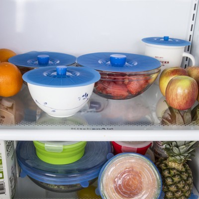 Blue Silicone Suction Bowl and Pan Lid Covers Set of 5