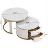 Grungis 2 Pieces Round Nesting Coffee Table with 2 Drawers,Modern End Table for Living Room,Offices - 3 of 4