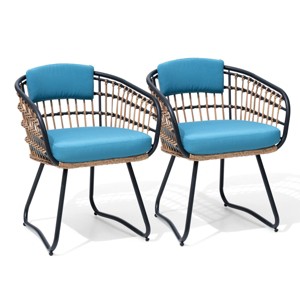 Crestlive Products Patio Rattan Dining Chairs Set Outdoor Dining Chairs with Cushions and Armrest Wicker Dining Armchairs Porch Chairs - 1 of 4