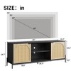 Rattan TV Stand with 3 Drawers – Black Wood Media Console with Metal Legs for Living Room Entertainment Center - 2 of 4