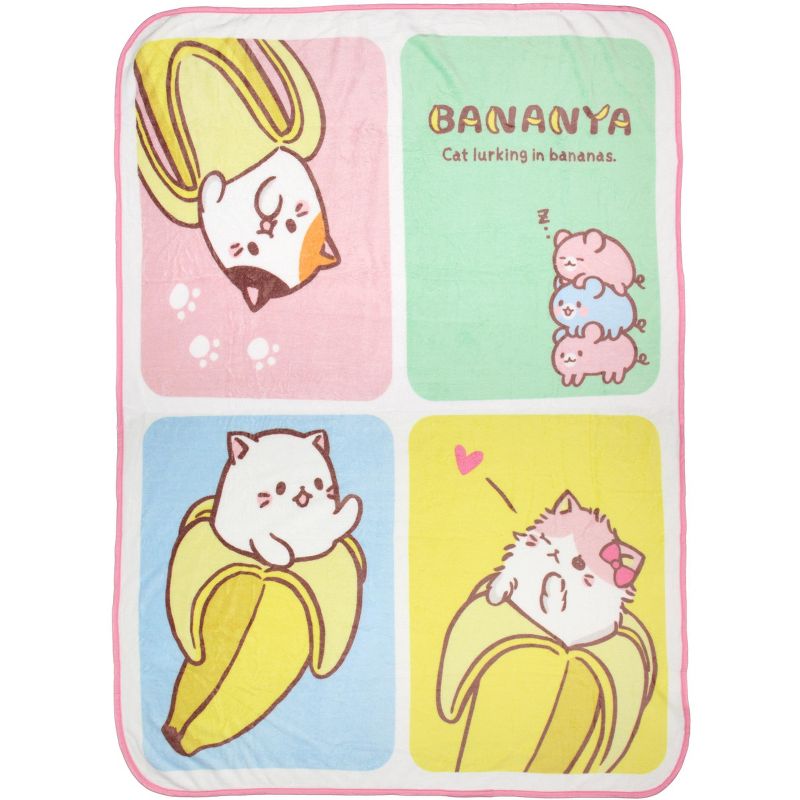 Bananya Blanket Bananya And The Curious Bunch Soft Plush Throw Blanket 45" x 60" Multicoloured, 1 of 5