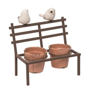 Transpac Metal 8.27 in. Multicolor Spring Bird Bench Planter Set of 3 - 1 of 2