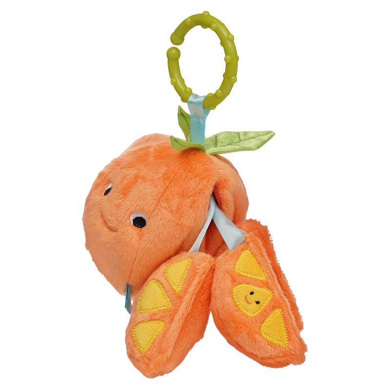 Manhattan Toy Mini-Apple Farm Orange Baby Travel Toy with Rattle, Squeaker, Crinkle Fabric & Teether Clip-on Attachment, 4 of 13