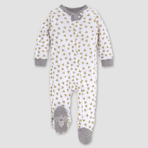 Burt s Bees Baby Be Honey Bee Striped Sleep n Play Footed Pajama