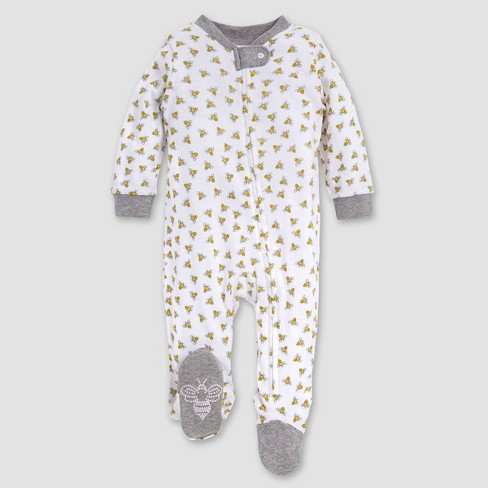 Burt's Bees Baby® Be Honey Bee Striped Sleep 'n Play Footed Pajama -  Yellow/white/black : Target