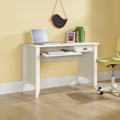 Soft White Wood Executive Desk with Drawer and Keyboard Tray