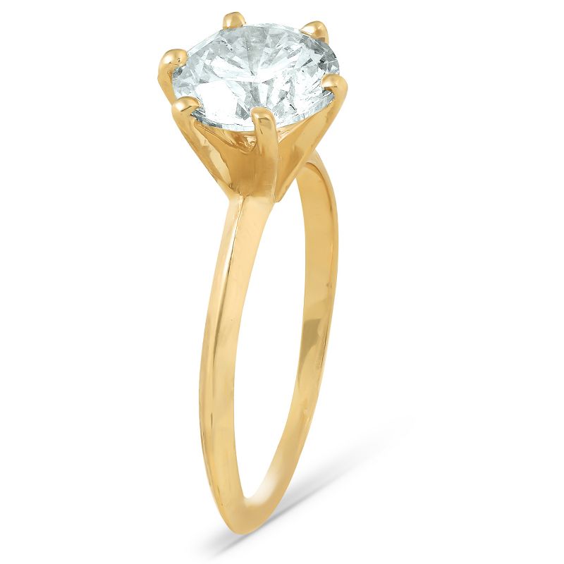 Pompeii3 2ct Solitaire Moissanite Engagement Ring Round Brilliant 14k Yellow Gold, 2 of 5