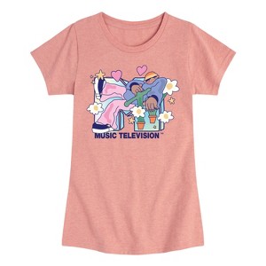 Girls' - MTV - Funky Flower Dude Fitted Short Sleeve Graphic T-Shirt - 1 of 4