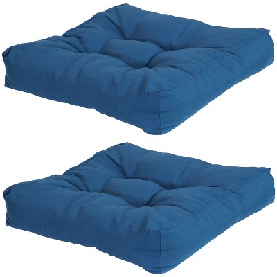 Sunnydaze Indoor/Outdoor Replacement Square Tufted Patio Chair Seat and Back Cushions - 20" - Blue - 2pk