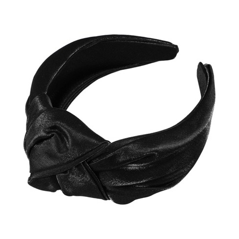 Unique Bargains Women's Shiny Knotted Wide Headband 1 Pc Black