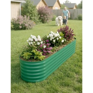 8x2x1.5ft & 8x4x1.5ft Galvanized Steel Raised Garden Bed, Heavy-Duty Oval Planter Box, Corrosion-Resistant Outdoor Gardening Kit - 1 of 4