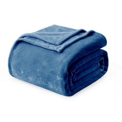 Navy Reversible Fleece Queen Throw Blanket
