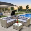 ELJGET 4 Pieces Wicker Outdoor Patio Conversation Set, Wicker Rattan Patio Sectional Sofa with Storage Box - 2 of 4