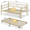 Homhougo Twin Daybed with Trundle, Metal Trundle Bed, Sofa Bed Frame, Heavy Duty Metal Slats Gold - 2 of 4