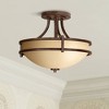 Franklin Iron Works Rustic Farmhouse Ceiling Light Semi Flush Mount Fixture Bronze 18" Wide Cream Scavo Glass Bowl Bedroom Kitchen - 2 of 4