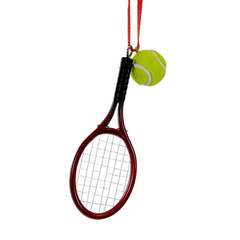Kurt S. Adler 4.0 Inch Tennis Racket With Ball Ornament Realistic Details Strings Ball Tree Ornaments, 3 of 4