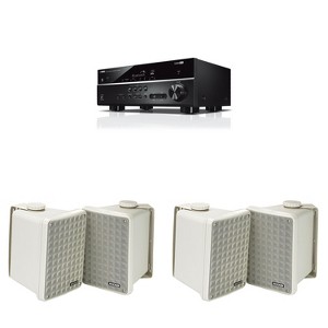 Yamaha RX-V385 5.1 Channel 4K AV Receiver w/ ( 2 Pair ) Kicker KB6G 2-Way Full Range Indoor Outdoor Speakers (Pair) Weatherproof Speakers for Patio... - 1 of 4