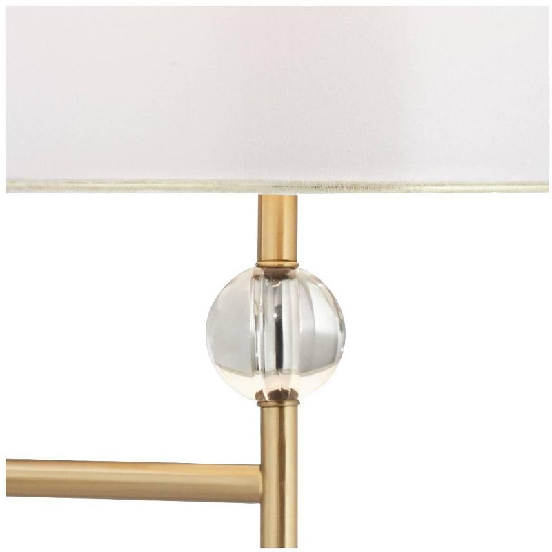 Possini Euro Design Kohle Modern Swing Arm Wall Lamp Polished Brass Plug-in Light Fixture White Inner Sheer Outer Drum Shade for Bedroom Bedside House, 3 of 10