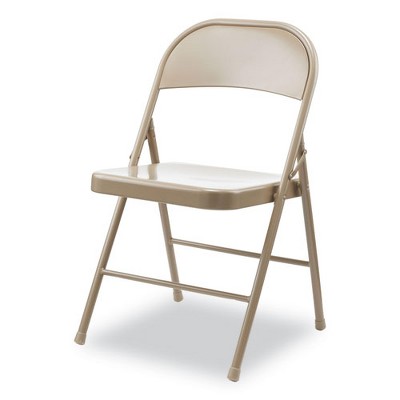Tan Metal Armless Folding Reception Chair