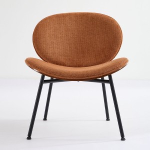 TiramisuBest Mid-Century Modern Shell Lounge Chair,Bean Paste Red Fabric Accent Chair with Tripod Walnut Legs and Ergonomic Backrest - 1 of 4