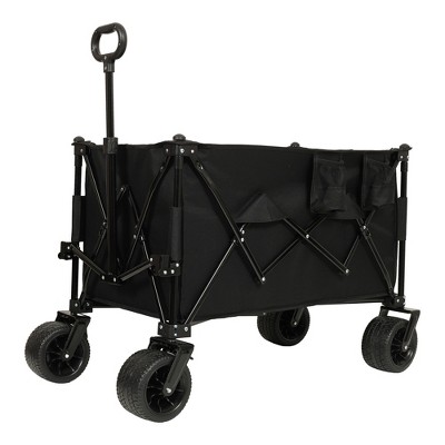 NAYSAYE Wagons Collapsible Foldable Utility Cart with All Terrain Wheels for Outdoor Adventures, Black, 37.4"*23.03"*38.98"