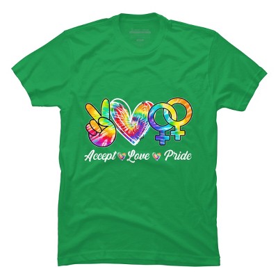 Adult Design By Humans Accept Love Tie-Dye Rainbow Pride By Marilynart T-Shirt