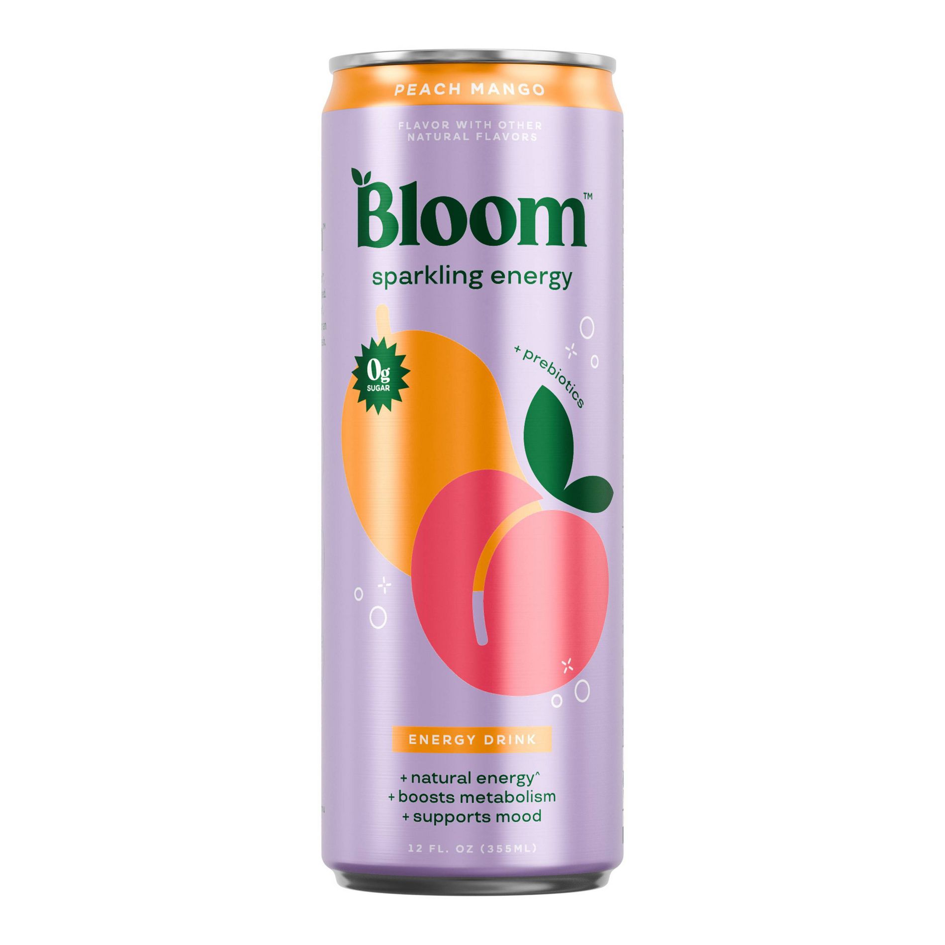 BLOOM NUTRITION Sparkling Energy Drink - Peach Mango - 12 fl oz Can