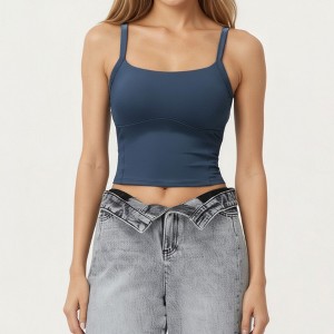 Anna-Kaci Active Women's Fitted Active Tank Top with Square Neckline, Supportive Built-In Shelf Layer and Smooth Stretch Fabric - 1 of 4