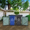 Garbage Bin Shed Stores 2 Trash Cans Metal Outdoor Bin Shed for Garbage Storage,Stainless Galvanized Steel, Bin Shed for Garden Yard Lawn - 2 of 4