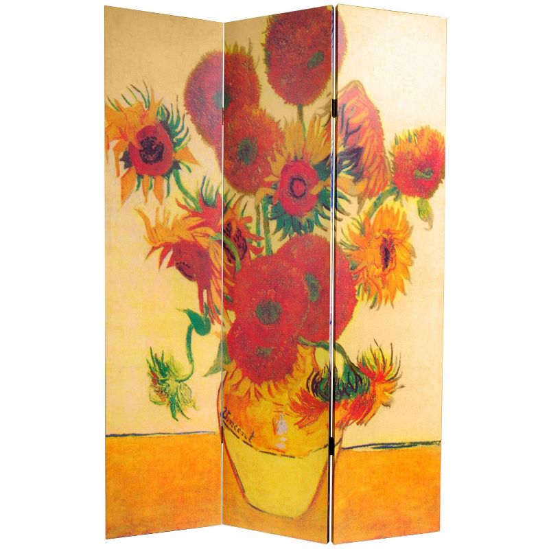 71&#34; Double Sided Works of Van Gogh Canvas Room Divider Starry Night/Sunflowers - Oriental Furniture, 4 of 6