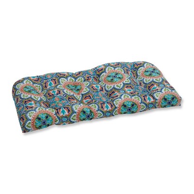 Lagoa Tile Flamingo Wicker Outdoor Loveseat Cushion Blue - Pillow Perfect