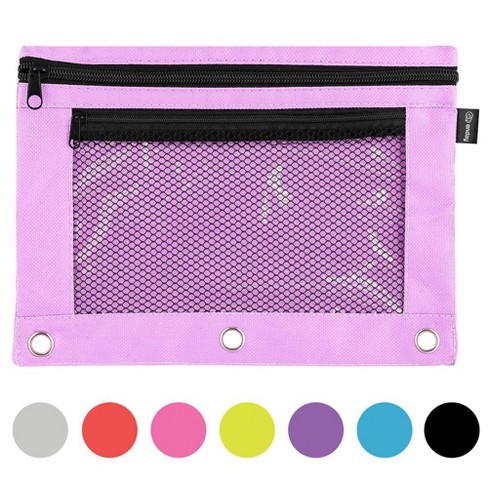 Enday Double Zipper Pencil Pouch, Purple