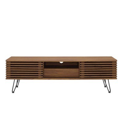 Render 59" Walnut Grain Media Console with Hairpin Legs